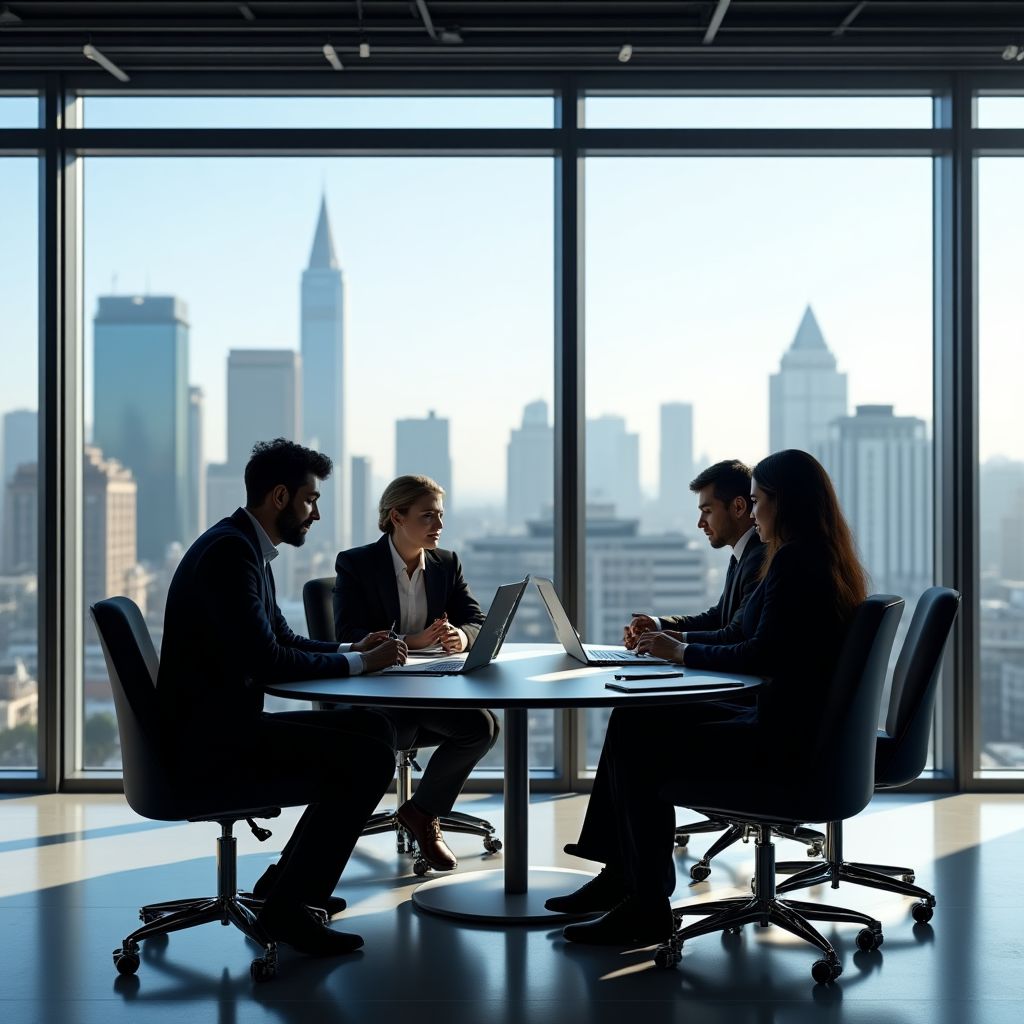 Equipo de consultores fiscales en oficina moderna